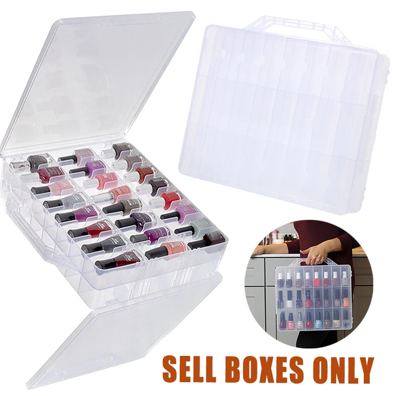 Versatile and Practical 48 Lattice Nail Polish Holder Clear Plasitc Nail Polish Storage Display Case Box Organizer for Women