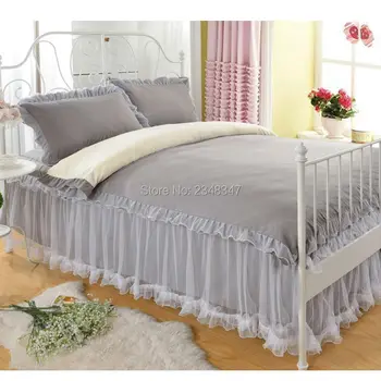 Sweet Princess Style Solid Gray Lace Drapes 4Pcs Twin/Full/Queen/King Size Bed Quilt/Duvet/Doona Cover Set Bedskirt 2XPillowcase
Sweet Princess Style Solid Gray Lace Drapes 4Pcs Twin/Full/Queen/King Size Bed Quilt/Duvet/Doona Cover Set Bedskirt 2XPillowcase