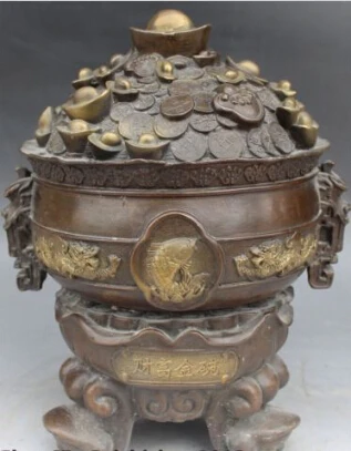 JP S0182 13" Folk China Bronze Gilt Money Wealth Yuanbao Dragon Fish Treasure Bowl Statue Discount 35%
JP S0182 13" Folk China Bronze Gilt Money Wealth Yuanbao Dragon Fish Treasure Bowl Statue Discount 35%