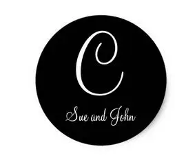 1.5inch First Names and Monogram C Black and White Seal Classic Round Sticker