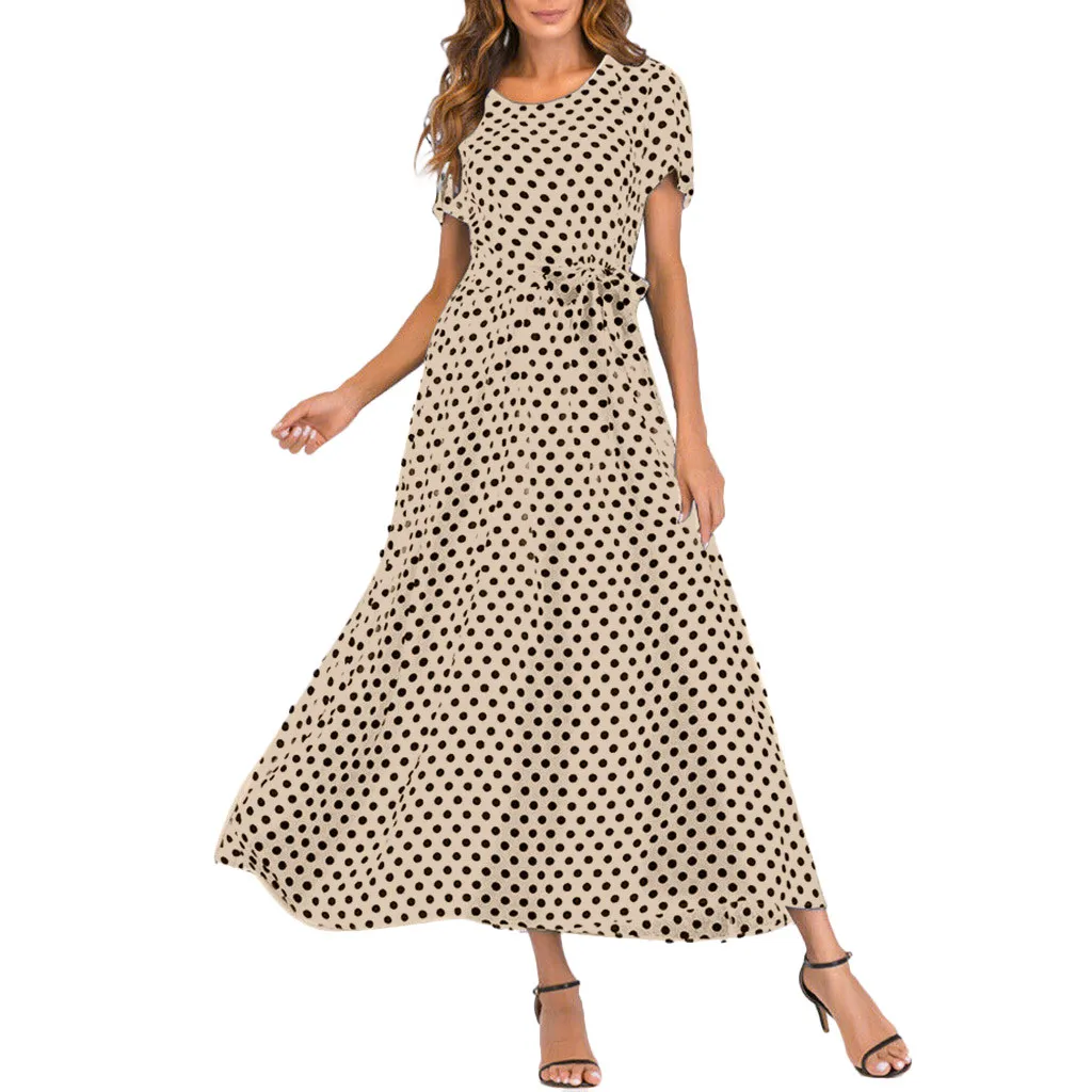 JAYCOSIN Long Maxi Dress Fashion Women O-Neck Short Sleeve Beach Polka Dot Summer Vintage Elegant Bandage Elegant Ladies Dresses
JAYCOSIN Long Maxi Dress Fashion Women O-Neck Short Sleeve Beach Polka Dot Summer Vintage Elegant Bandage Elegant Ladies Dresses