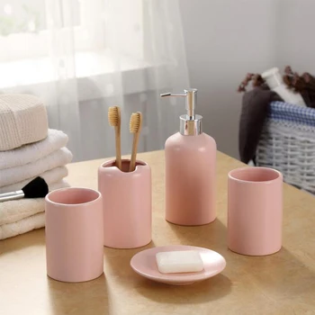 Europe 5pcs Pink Ceramic Toothbrush Holder Cup Soap Dish Shampoo Bottle Dispenser Eco-Friendly Couple Bathroom Accessories Set
Europe 5pcs Pink Ceramic Toothbrush Holder Cup Soap Dish Shampoo Bottle Dispenser Eco-Friendly Couple Bathroom Accessories Set