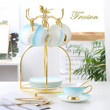 Bone China Tea Cup Saucer Spoon Set 200ml Gradient Blue Coffee Cup Gold Porcelain Tea Set Ceramic Teacup Cafe Espresso Cup
Bone China Tea Cup Saucer Spoon Set 200ml Gradient Blue Coffee Cup Gold Porcelain Tea Set Ceramic Teacup Cafe Espresso Cup