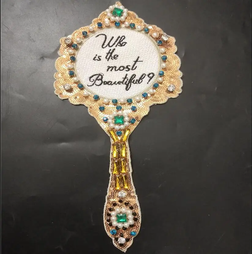 Rhinestone bead Gold mirror letters sequins patch vintage embroidered applique fashion clothing decoration accessories patch
Rhinestone bead Gold mirror letters sequins patch vintage embroidered applique fashion clothing decoration accessories patch