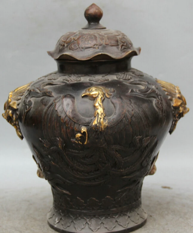 song voge gem S2271 12 Tibet Bronze Gild 8 Auspicious Symbol lion Beast Head phoenix Pot Jar Crock
song voge gem S2271 12 Tibet Bronze Gild 8 Auspicious Symbol lion Beast Head phoenix Pot Jar Crock
