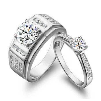 925 Sterling Silver Couple Rings Synthetic Carbon Mount Engagement Rings for Lovers White Gold Color His and Her Rings
925 Sterling Silver Couple Rings Synthetic Carbon Mount Engagement Rings for Lovers White Gold Color His and Her Rings