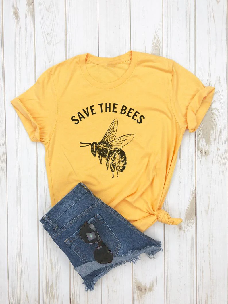 Save The Bees T-Shirt Environmental Vegan Clothing tshirt Bumble Honey Bee tees Protect Our Planet tops Women t shirt
Save The Bees T-Shirt Environmental Vegan Clothing tshirt Bumble Honey Bee tees Protect Our Planet tops Women t shirt