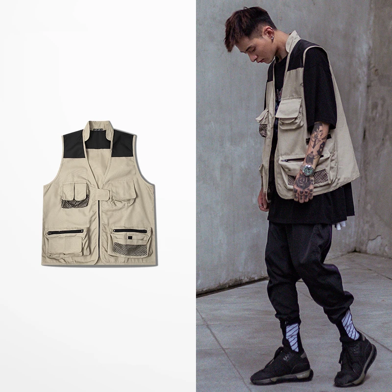 Spring and Autumn men's vest solid color country tide tooling function hip hop coat multi pocket vests for men and women
Spring and Autumn men's vest solid color country tide tooling function hip hop coat multi pocket vests for men and women