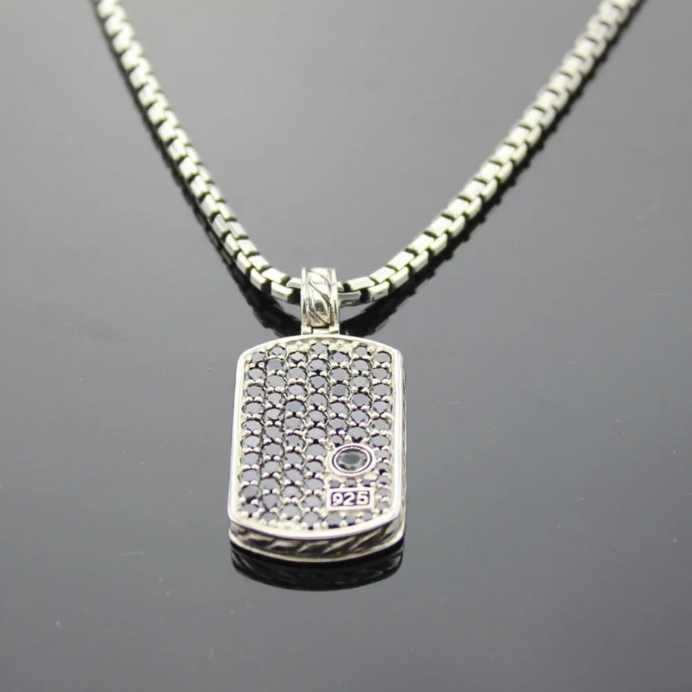 Solid 925 Silver Men's Jewelry Pave Black White Diamond Dog Tag Necklace Design Jewelry Men Pendant Necklace Christmas Gifts
Solid 925 Silver Men's Jewelry Pave Black White Diamond Dog Tag Necklace Design Jewelry Men Pendant Necklace Christmas Gifts