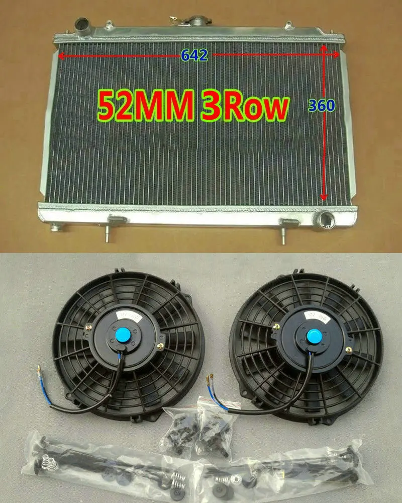 3 row 52MM Aluminum Racing Radiator + 2FANS For Nissan Silvia S14 S15 SR20DET 200SX 240SX Manual
3 row 52MM Aluminum Racing Radiator + 2FANS For Nissan Silvia S14 S15 SR20DET 200SX 240SX Manual