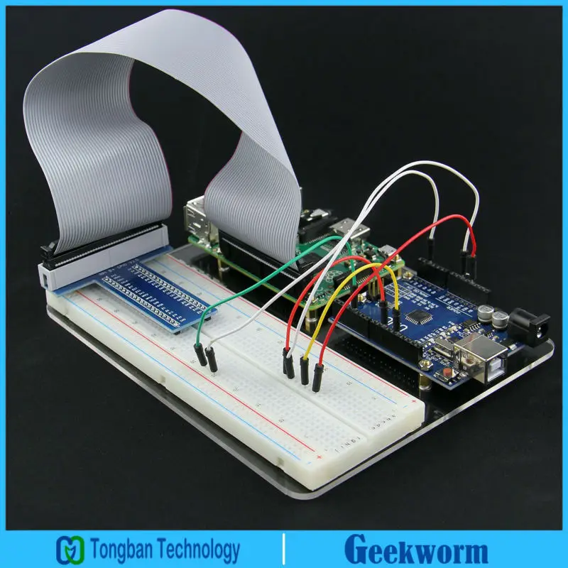 Raspberry Pi Experiment Platform, 65pcs Jumper Cable+T GPIO+Breadboard+Acrylic Panel+40 Pin Cable for Raspberry Pi 3 and UNO R3
Raspberry Pi Experiment Platform, 65pcs Jumper Cable+T GPIO+Breadboard+Acrylic Panel+40 Pin Cable for Raspberry Pi 3 and UNO R3