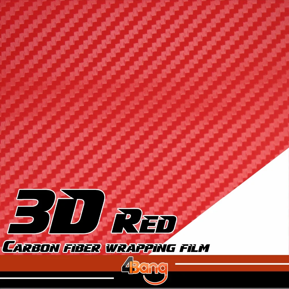 Image 40cm x 127cm Carbon Fiber 3D Vinyl Film Red Car Hood BUMPER Fender wheel arch Styling Decal Sticker For Truck SUV