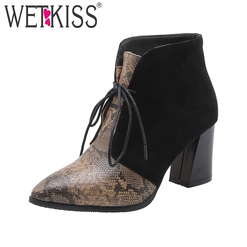 WETKISS Cross Tied Boots Sexy Snakeskin Women Ankle Boots Simple High Heels Keep Warm Winter Bootie Pointed Toe Thick Heel Shoes
WETKISS Cross Tied Boots Sexy Snakeskin Women Ankle Boots Simple High Heels Keep Warm Winter Bootie Pointed Toe Thick Heel Shoes