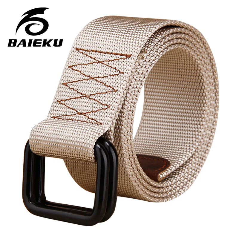 

Baieku Young students 2-ring nylon canvas belt buckle fashion contracted leisure joker han edition wide leather belt