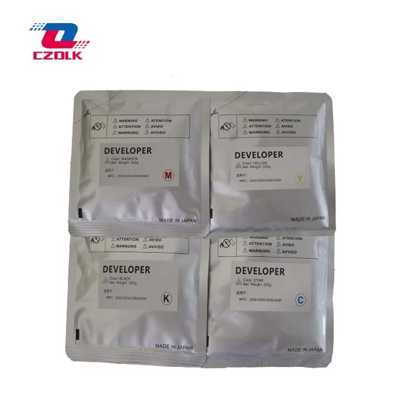 New compatible Mpc 2500 Developer for Ricoh MPC2500 MPC3000 MPC3500 MPC4500 4pcs/set 225g/pc Toner Powder
New compatible Mpc 2500 Developer for Ricoh MPC2500 MPC3000 MPC3500 MPC4500 4pcs/set 225g/pc Toner Powder