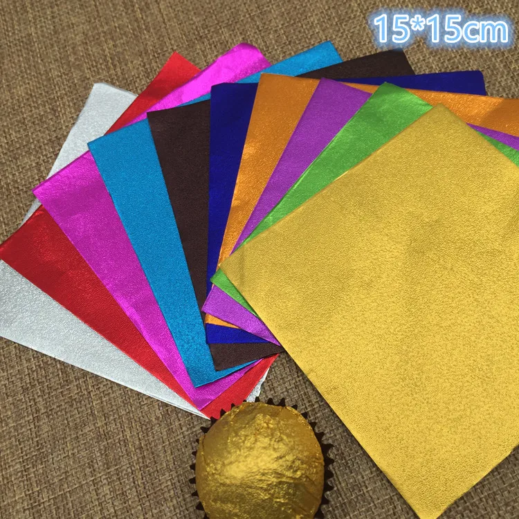 

DHL 3000Pcs/Lot 15*15cm 5.9"x5.9" Multi Colored Foil Wrapper For Chocolates Sweetmeats Packaging Paper Square Colorful Tin Foil