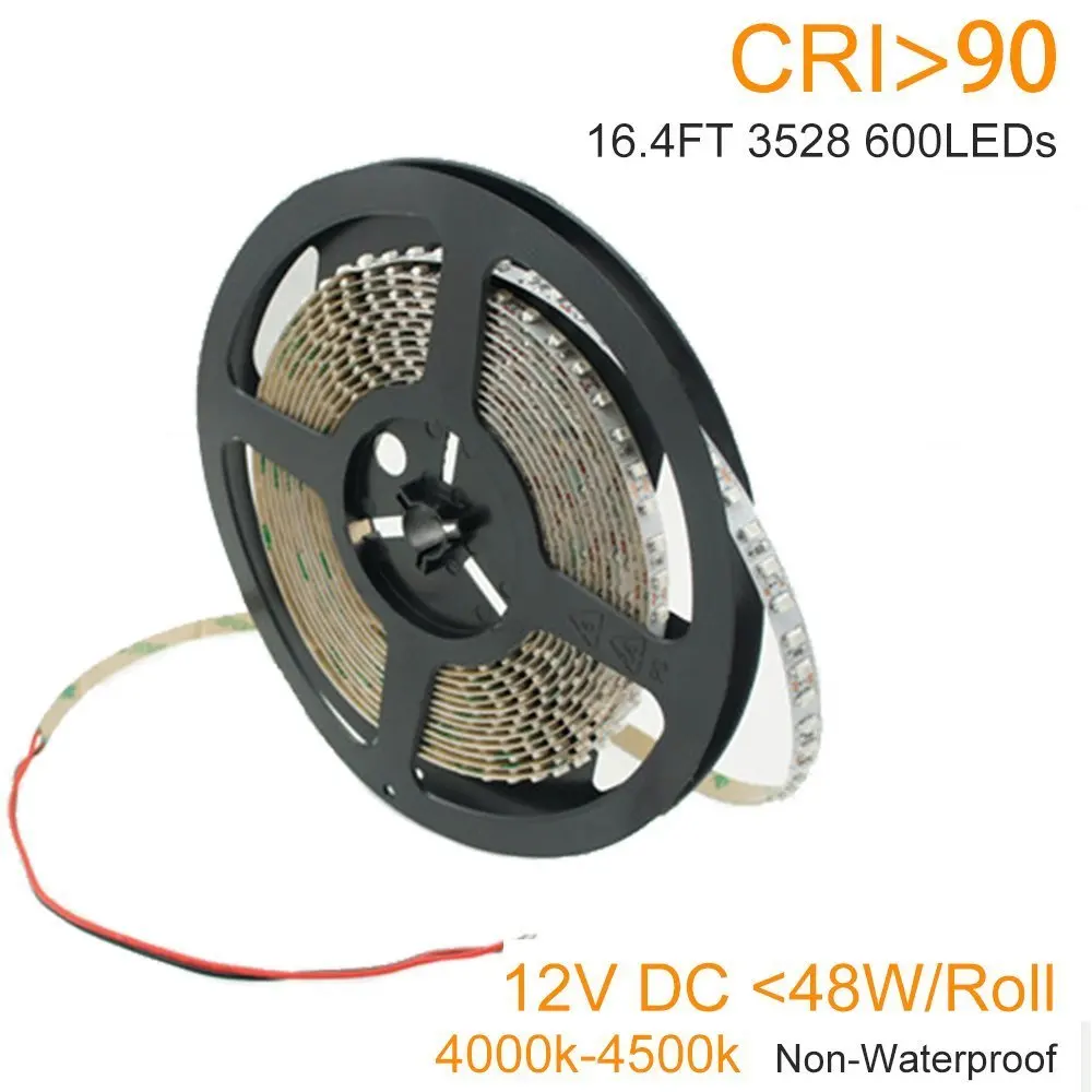 

High Bright Non-waterproof 5m/set High CRI 90+ LED Light Strip 3528 Narue White DC12V LED Strip Lamp CRI 90+ 120leds/m 48W/reel