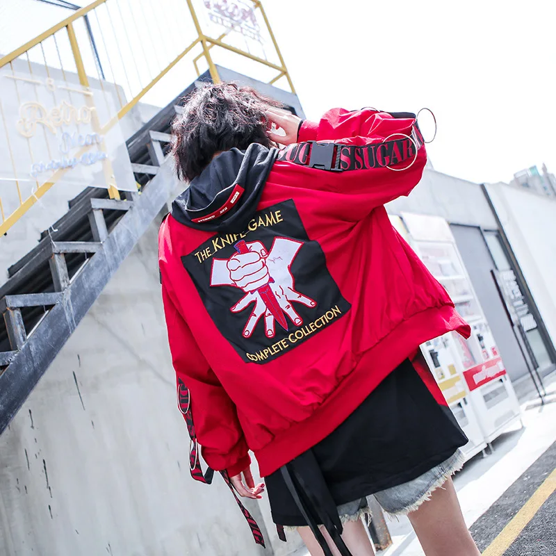 2018 hip hop women's autumn new print streamer jacket short coat loose ladies baseball uniform tide brand jacket female 
2018 hip hop women's autumn new print streamer jacket short coat loose ladies baseball uniform tide brand jacket female