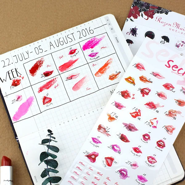 NOTE FOR Basic Styles Lipsticks Kiss Sticker Flower Date PVC Cute Stickers for DIY Decorative Scrapbooking Diary Planner
NOTE FOR Basic Styles Lipsticks Kiss Sticker Flower Date PVC Cute Stickers for DIY Decorative Scrapbooking Diary Planner