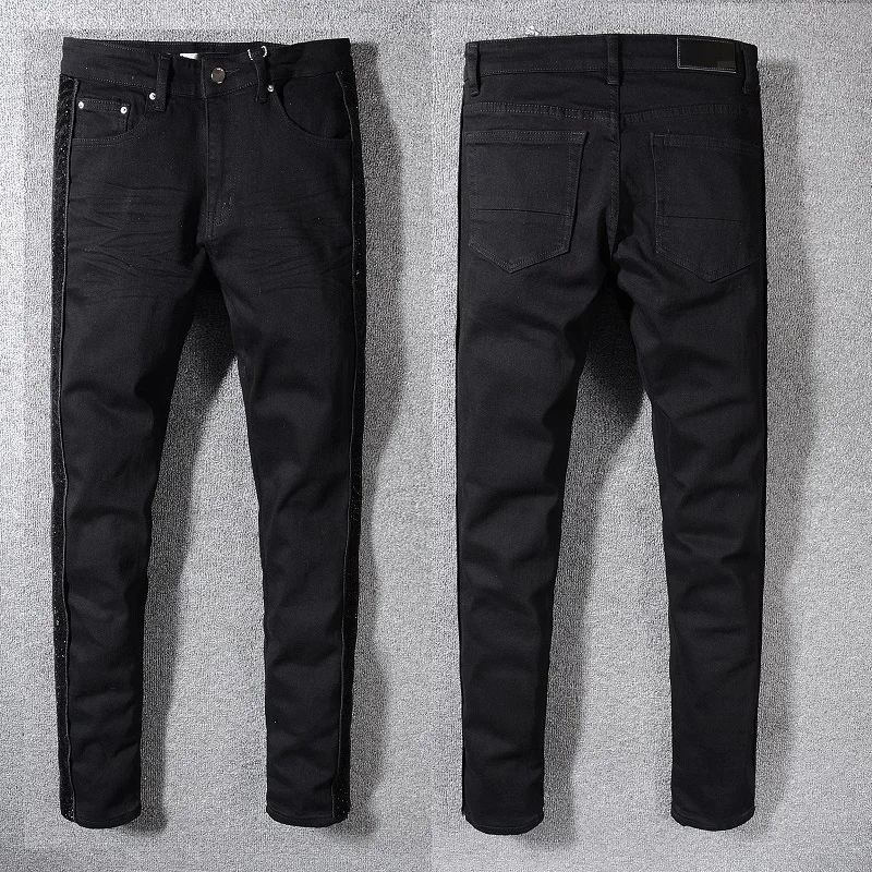 New Italy Style #566# Men's Stretch Pants Shinning Black Sides Solid Black Skinny Jeans Slim Trousers Size 28-40
New Italy Style #566# Men's Stretch Pants Shinning Black Sides Solid Black Skinny Jeans Slim Trousers Size 28-40