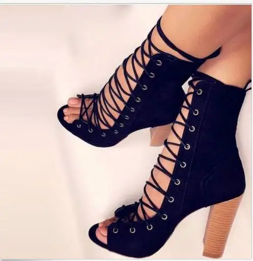 High Heel square heel Peep Toe lace-up Women Sandals Booties Summer Lace-Up Fashion Shoes Female Ladies Plus Size Fashion
High Heel square heel Peep Toe lace-up Women Sandals Booties Summer Lace-Up Fashion Shoes Female Ladies Plus Size Fashion