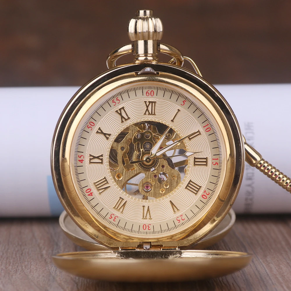 Luxury High Quality Golden Double Open Mechanical Pocket Watch Roman Number Dial Pendant Chain Men Women Jewelry Gift
Luxury High Quality Golden Double Open Mechanical Pocket Watch Roman Number Dial Pendant Chain Men Women Jewelry Gift