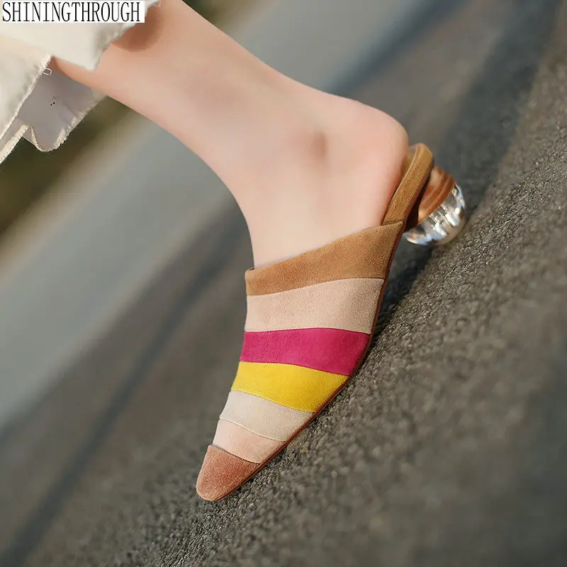 Mixed colors Women Slippers Pointed Toe 4cm rouned Heels Ladies Slides suede leather Women dress Shoes Woman
Mixed colors Women Slippers Pointed Toe 4cm rouned Heels Ladies Slides suede leather Women dress Shoes Woman