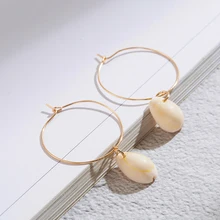 Nouveau Style minimaliste coréen Eardrop Simple Shell suspendus boucles d'oreilles pour femmes Brincos métal rond cercle charme bijoux accessoires(China)