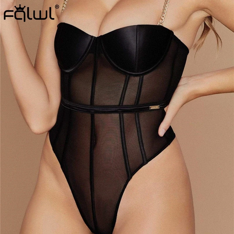 FQLWL Transparent Mesh Sexy Bodysuit Women Tops Metal Chain See Through Summer Rompers Womens Jumpsuit Black Skinny Bodysuits
FQLWL Transparent Mesh Sexy Bodysuit Women Tops Metal Chain See Through Summer Rompers Womens Jumpsuit Black Skinny Bodysuits
