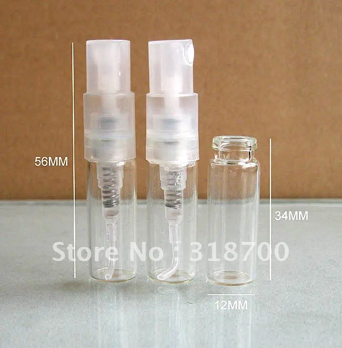 Image Free Shipping   2ML crime neck  Glass Spray Perfume Bottle for perfume sample use, mini type, perfume vials, test bottle