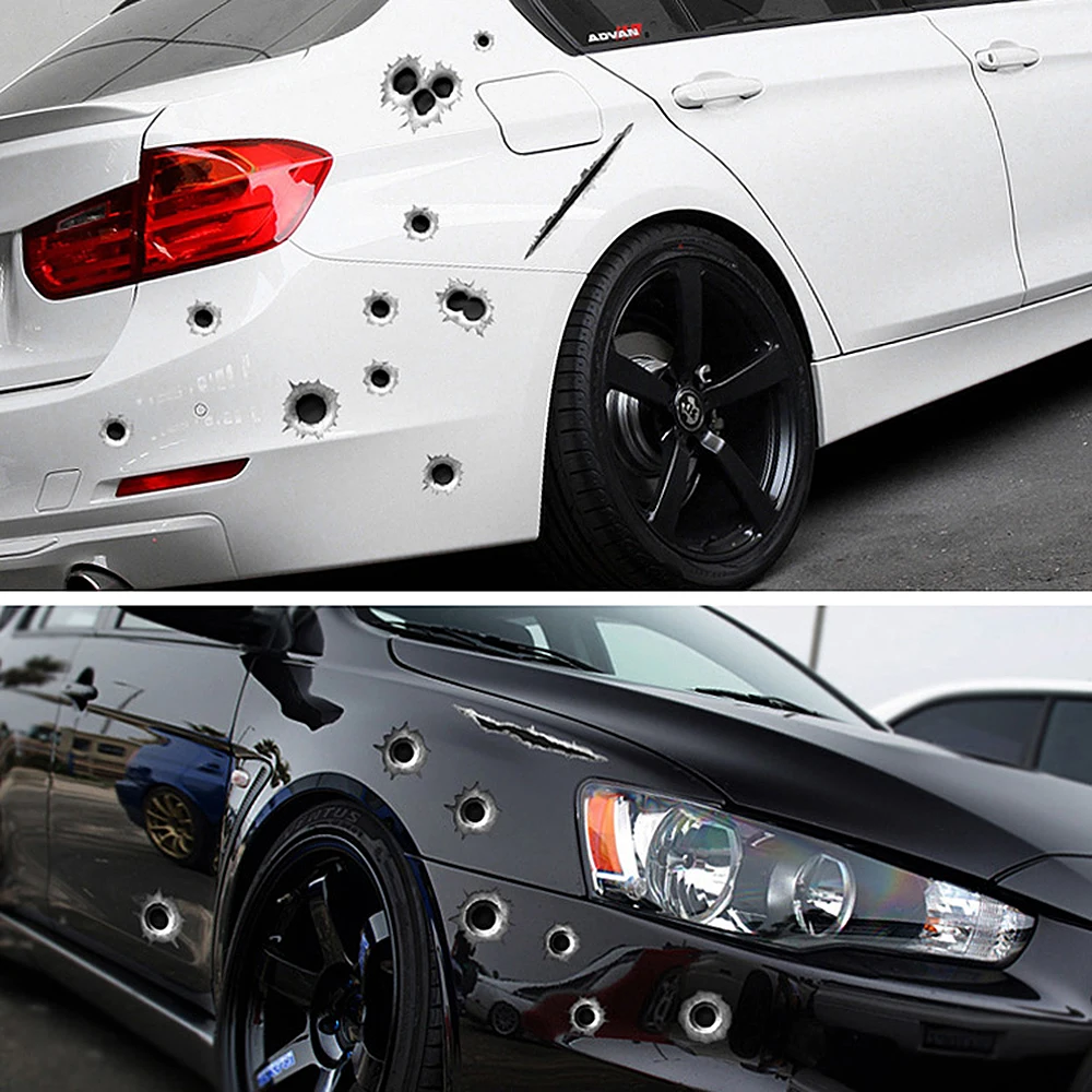 Image Car Side Stickers Funny Decal Car covers Accessories Graphics Auto Motorcycle Decoration Sticker 3D Bullet Hole Car Styling