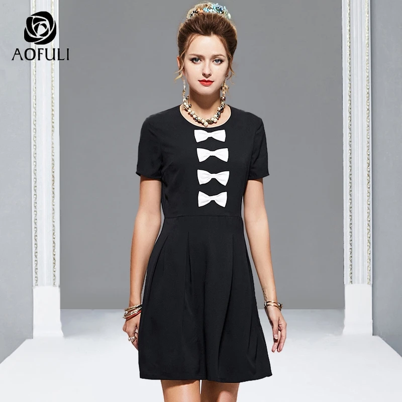 AOFULI L- 4XL 5XL Vintage Bow Tie Summer Small Black Dress 2019 Fashion Balck White Hit Color Short Sleeve Flare Dress A3995
AOFULI L- 4XL 5XL Vintage Bow Tie Summer Small Black Dress 2019 Fashion Balck White Hit Color Short Sleeve Flare Dress A3995