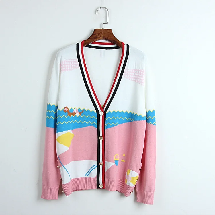 2019 Spring Runway Sweater V-neck Coats Cardigan Women Knitted Casual Kroean Loose Colorful Cardigans Split Outwear pull femme
2019 Spring Runway Sweater V-neck Coats Cardigan Women Knitted Casual Kroean Loose Colorful Cardigans Split Outwear pull femme