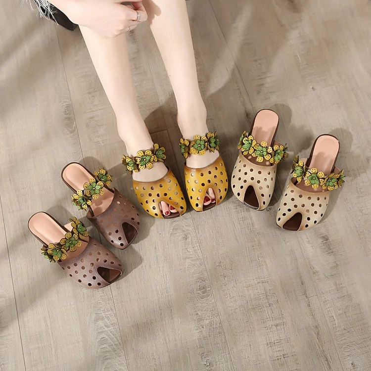 new arrival 2019 women summer genuine leather flower low heel shoes female sandals handmade slippers slides S8981
new arrival 2019 women summer genuine leather flower low heel shoes female sandals handmade slippers slides S8981