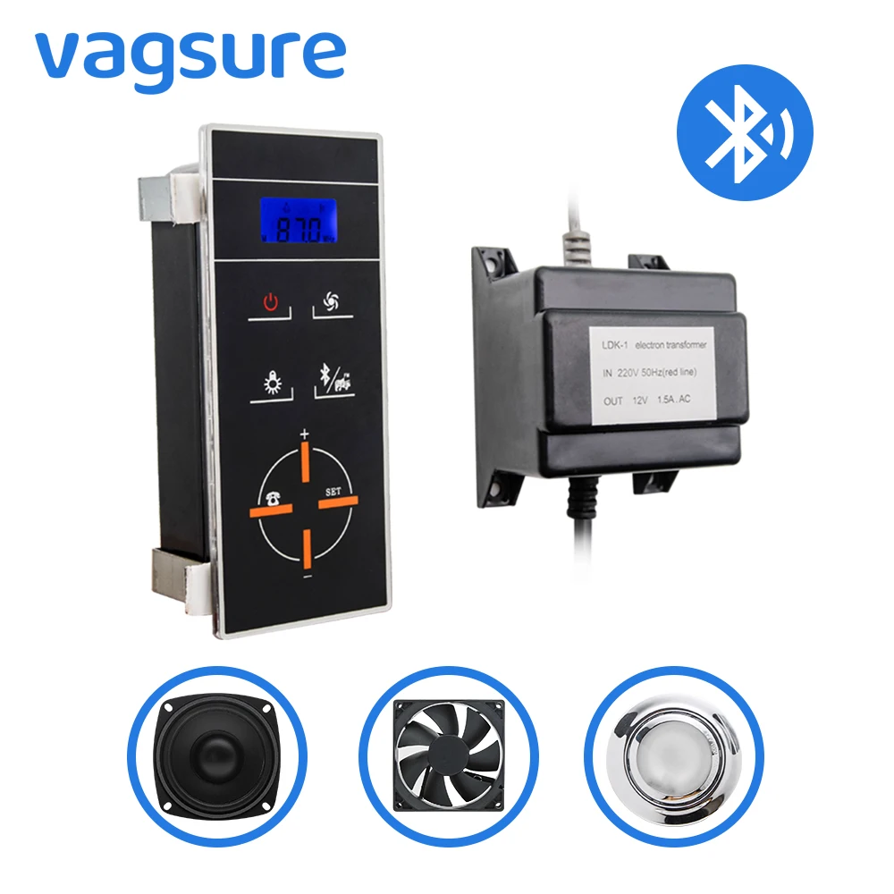 1set ( Controller+Transformer+Fan+Speaker+light) bluetooth Phone Connection LCD Panel Display Induction Shower Cabin Fm Radio
1set ( Controller+Transformer+Fan+Speaker+light) bluetooth Phone Connection LCD Panel Display Induction Shower Cabin Fm Radio