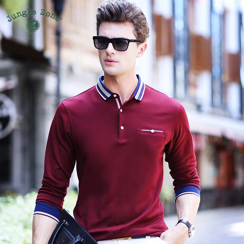 JUNGLE ZONE new men's long-sleeved POLO men's business casual polo Men's brand lapel solid color polos free shipping 8889
JUNGLE ZONE new men's long-sleeved POLO men's business casual polo Men's brand lapel solid color polos free shipping 8889