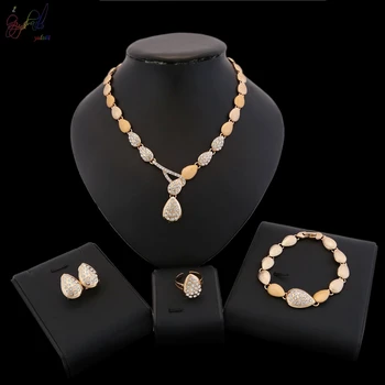 Yulaili Fashion African Bridal Jewelry Sets Water Drop Shape Crystal Necklace Bracelet Earrings Ring Party Wedding Accessories
Yulaili Fashion African Bridal Jewelry Sets Water Drop Shape Crystal Necklace Bracelet Earrings Ring Party Wedding Accessories