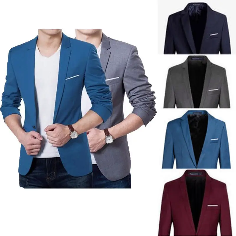 Mens Korean Slim Fit Fashion One Cotton Blazer Suit Jacket Black Blue Plus Size M to 3XL Male Blazers Mens Coat Wedding
Mens Korean Slim Fit Fashion One Cotton Blazer Suit Jacket Black Blue Plus Size M to 3XL Male Blazers Mens Coat Wedding