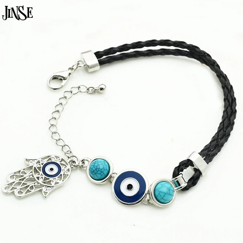 JINSE Immitation Leather Braided Bracelet With stone Bead Turkish lucky eye Amulet Charm Kabbalah Boho Hand of Fatima BRS008
JINSE Immitation Leather Braided Bracelet With stone Bead Turkish lucky eye Amulet Charm Kabbalah Boho Hand of Fatima BRS008