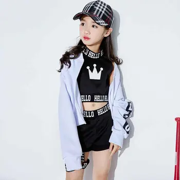 Hip-hop Dance costume Girls New Street Dance Jazz Clothes Children Jazz Dance Performance costume white coat black short DQS1173
Hip-hop Dance costume Girls New Street Dance Jazz Clothes Children Jazz Dance Performance costume white coat black short DQS1173