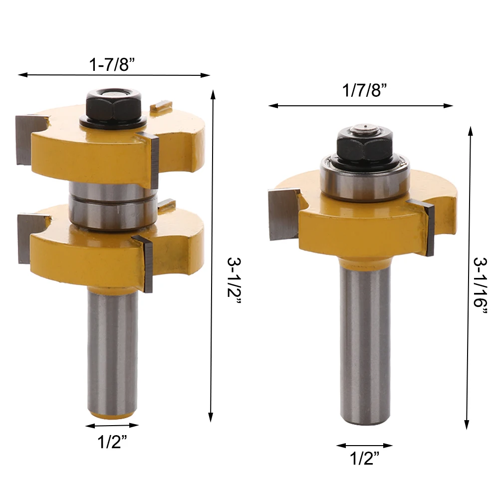 2pcs Tongue And Groove Router Bit Set Joint Mounting Router Bit Wood Cutting Tool 1/2 Handle 3-Tooth T-Shaped Knives Blade12.7mm
2pcs Tongue And Groove Router Bit Set Joint Mounting Router Bit Wood Cutting Tool 1/2 Handle 3-Tooth T-Shaped Knives Blade12.7mm