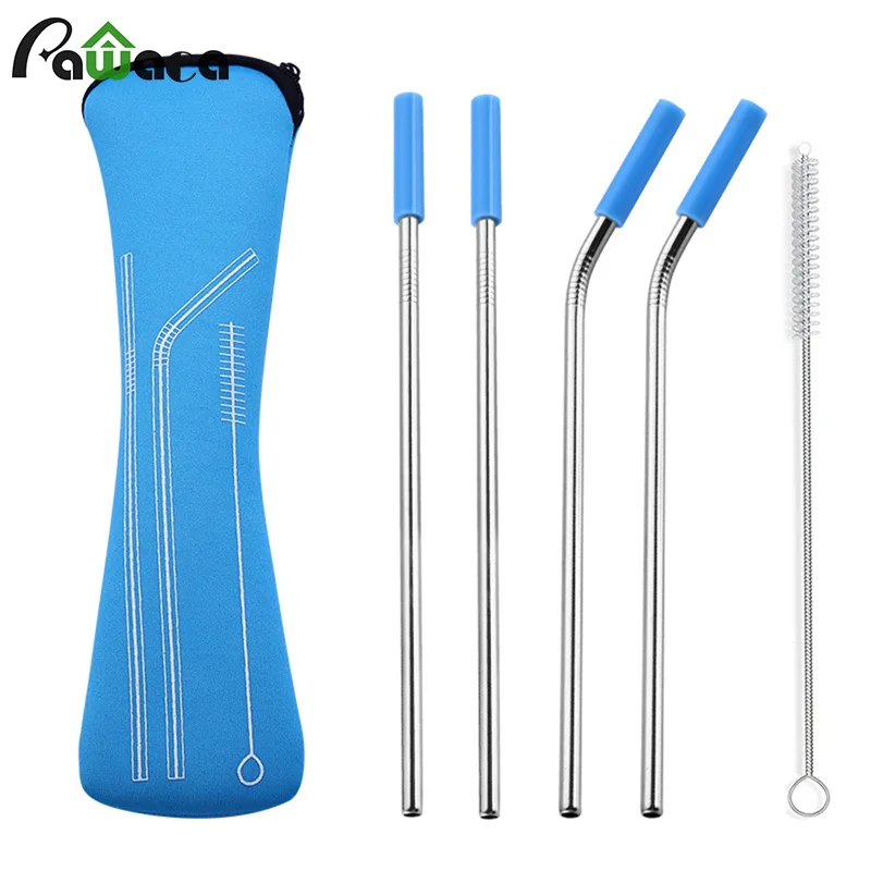 6Pcs/set Reusable Stainless Steel Straws Straight Bent Drinking Straws with Silicone Tips for Hot Cold Beverage Drink Bar Tools 
6Pcs/set Reusable Stainless Steel Straws Straight Bent Drinking Straws with Silicone Tips for Hot Cold Beverage Drink Bar Tools