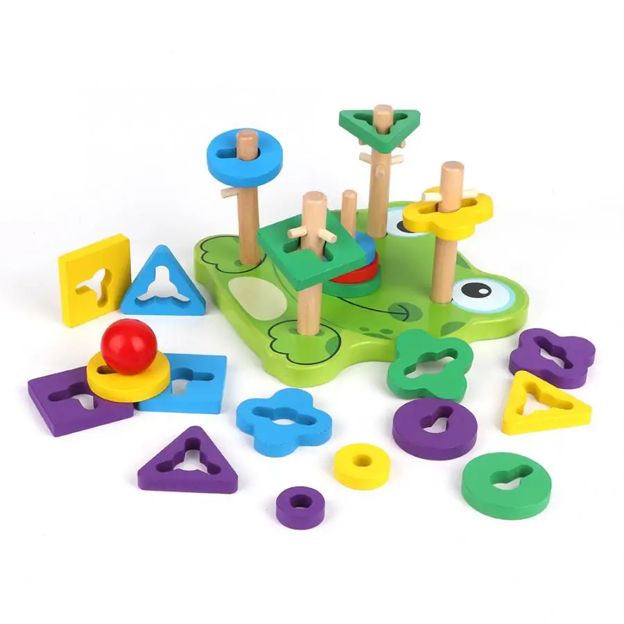 Children wooden block toy colorful cartoon frog column block toy geometric shape five sets of column blocks
Children wooden block toy colorful cartoon frog column block toy geometric shape five sets of column blocks