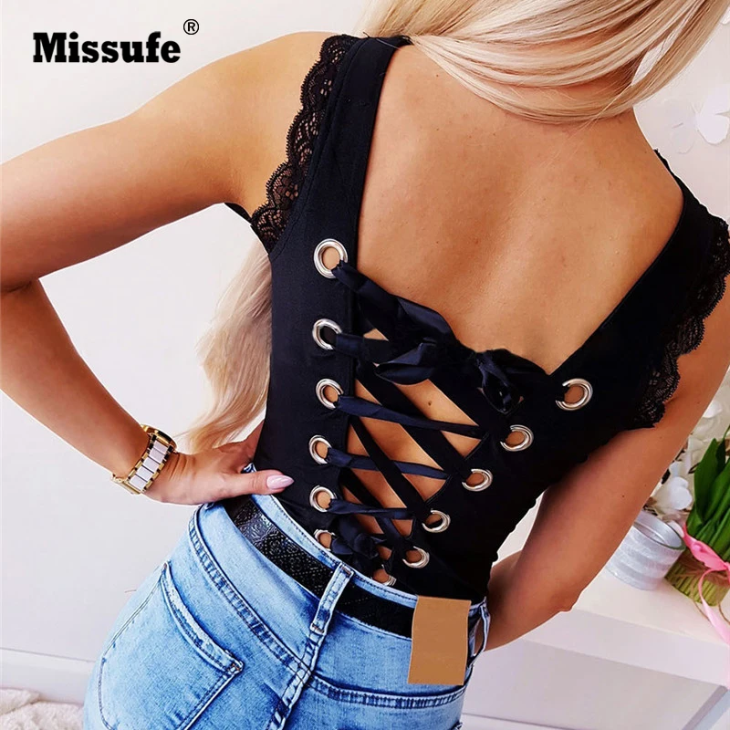 Missufe Sleeveless Bodysuit Women Body Bandage Patchwork Lace Sides Bodysuit Black Backless Sexy Bodysuit Club Jumpsuit Overalls
Missufe Sleeveless Bodysuit Women Body Bandage Patchwork Lace Sides Bodysuit Black Backless Sexy Bodysuit Club Jumpsuit Overalls