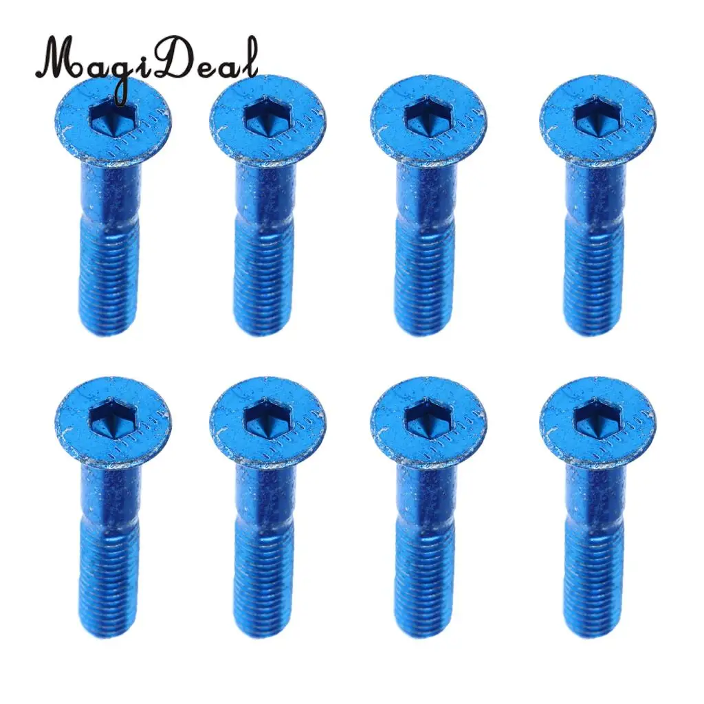 MagiDeal 8pcs Replacement Skateboard Truck Hardware Set Longboard Screws Bolts Blue