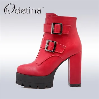 Odetina 2017 New Spring Women Double Buckle Boot High Heels Square Thick Heel Ankle Boots Platform Side Zipper Big Size 33-43
Odetina 2017 New Spring Women Double Buckle Boot High Heels Square Thick Heel Ankle Boots Platform Side Zipper Big Size 33-43