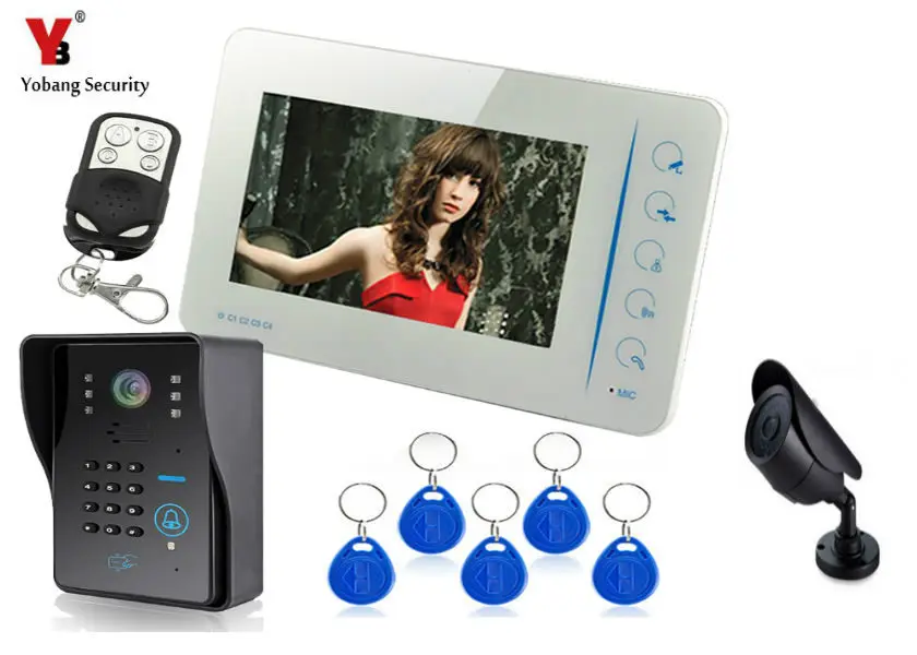 YobangSecurity 7"LCD RFID Keypad Video Door Phone Doorbell Intercom Monitor Security Camera Bell System With CCTV Outdoor Camera
YobangSecurity 7"LCD RFID Keypad Video Door Phone Doorbell Intercom Monitor Security Camera Bell System With CCTV Outdoor Camera