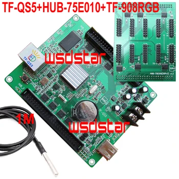 TF-QS5+HUB-75E010+TF-908RGB Temperature Sensor 1/32 Scan 320*128 USB+Lan port Full color asynchronous LED control card
TF-QS5+HUB-75E010+TF-908RGB Temperature Sensor 1/32 Scan 320*128 USB+Lan port Full color asynchronous LED control card