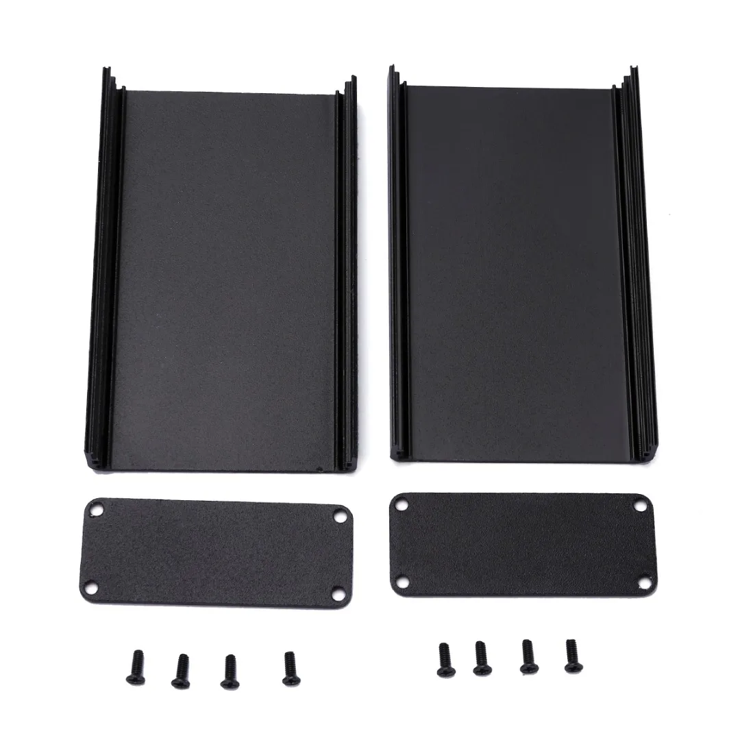 Aluminum PCB Instrument Box Enclosure DIY Electronic Project Case Panels Screws DIY Built-in Grooves Black 80x50x20mm
