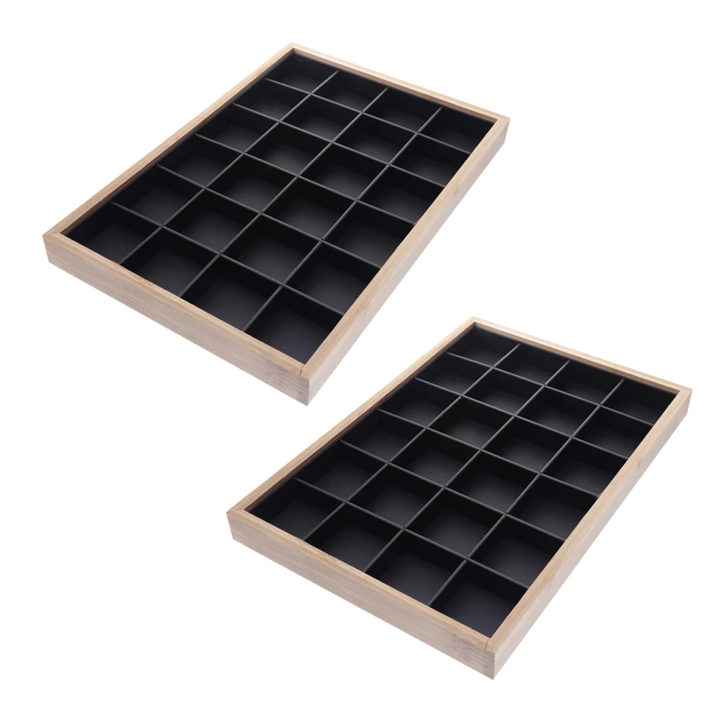 2Pcs 24 Grids Jewelry Tray Stackable Earrings Display Showcase Multifunctional Jewelry Display/Organizer Box for Girls Women 2Pcs 24 Grids Jewelry Tray Stackable Earrings Display Showcase Multifunctional Jewelry Display/Organizer Box for Girls Women